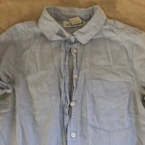blue button up shirt